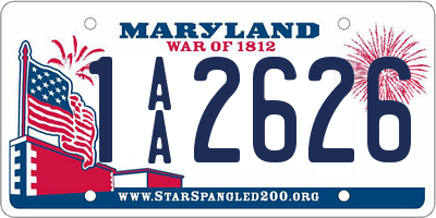 MD license plate 1AA2626