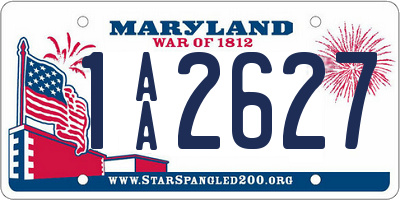 MD license plate 1AA2627