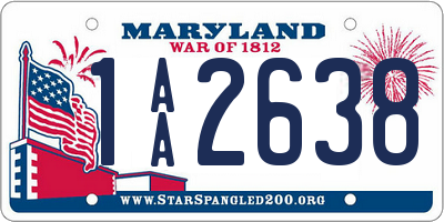 MD license plate 1AA2638