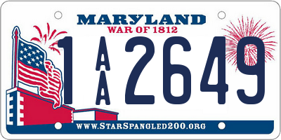 MD license plate 1AA2649