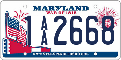 MD license plate 1AA2668