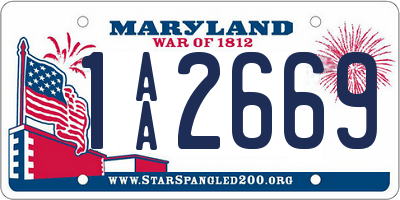 MD license plate 1AA2669