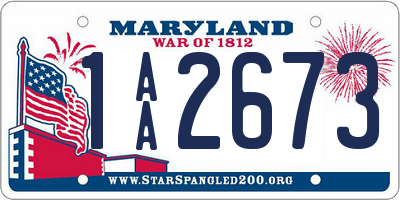 MD license plate 1AA2673