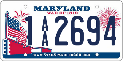 MD license plate 1AA2694