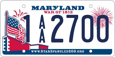 MD license plate 1AA2700