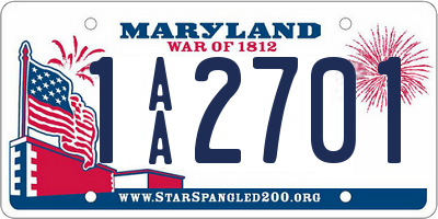 MD license plate 1AA2701