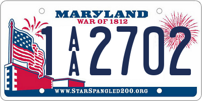 MD license plate 1AA2702