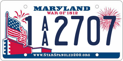 MD license plate 1AA2707