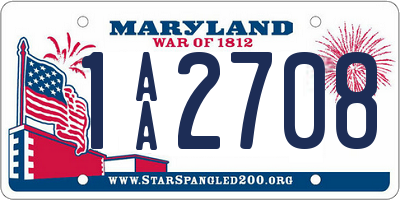 MD license plate 1AA2708