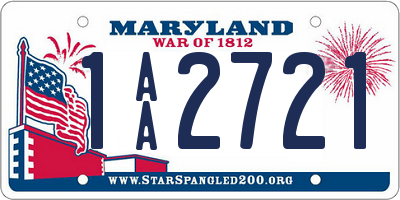 MD license plate 1AA2721