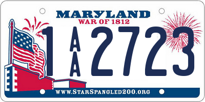 MD license plate 1AA2723