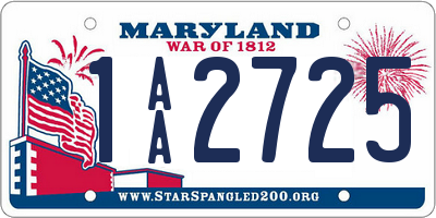 MD license plate 1AA2725