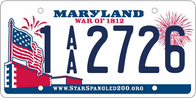 MD license plate 1AA2726