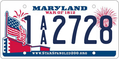 MD license plate 1AA2728