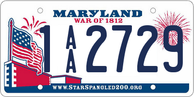 MD license plate 1AA2729