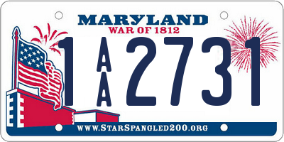 MD license plate 1AA2731