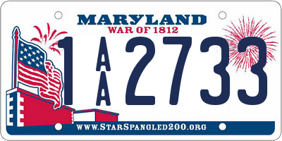 MD license plate 1AA2733