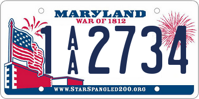 MD license plate 1AA2734