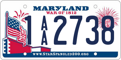 MD license plate 1AA2738