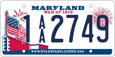 MD license plate 1AA2749