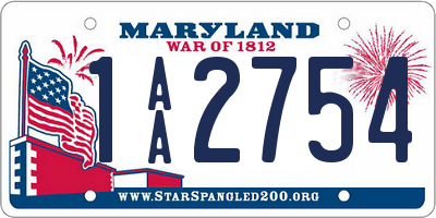 MD license plate 1AA2754