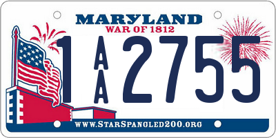 MD license plate 1AA2755