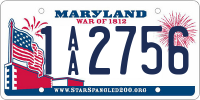 MD license plate 1AA2756