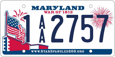 MD license plate 1AA2757