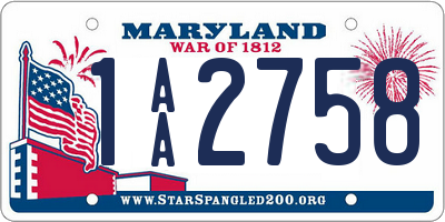 MD license plate 1AA2758