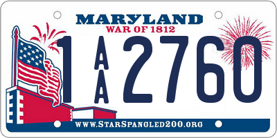 MD license plate 1AA2760