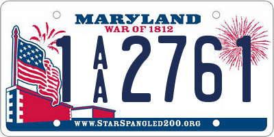 MD license plate 1AA2761