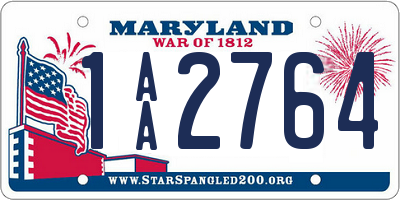 MD license plate 1AA2764