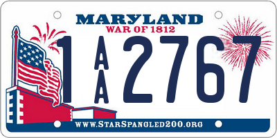 MD license plate 1AA2767