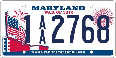 MD license plate 1AA2768