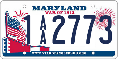 MD license plate 1AA2773