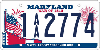 MD license plate 1AA2774