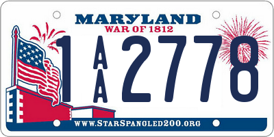 MD license plate 1AA2778