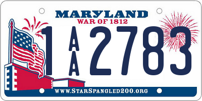 MD license plate 1AA2783