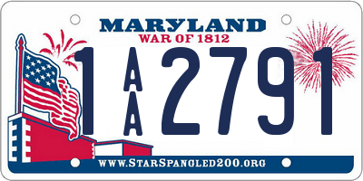 MD license plate 1AA2791
