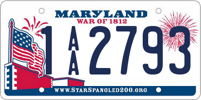 MD license plate 1AA2793