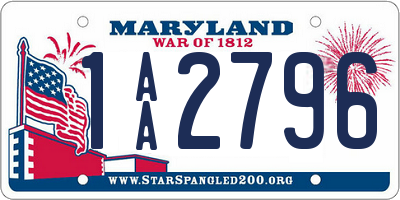 MD license plate 1AA2796