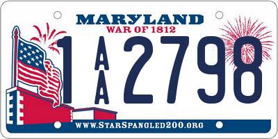 MD license plate 1AA2798