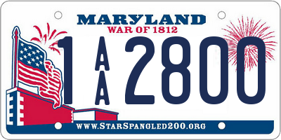 MD license plate 1AA2800