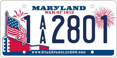 MD license plate 1AA2801