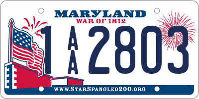 MD license plate 1AA2803