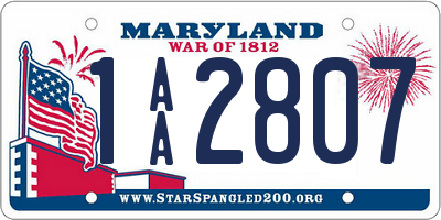 MD license plate 1AA2807