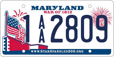 MD license plate 1AA2809