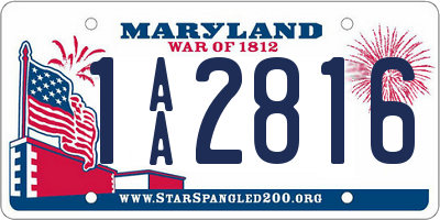 MD license plate 1AA2816