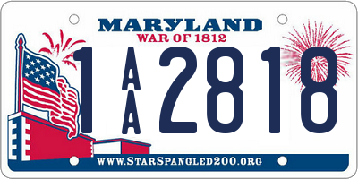 MD license plate 1AA2818