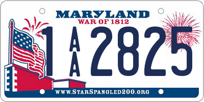 MD license plate 1AA2825